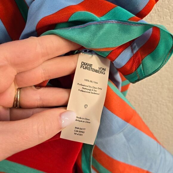 DVF silk dress with asymmetric stripe Panel size 6 S - Picture 6 of 8